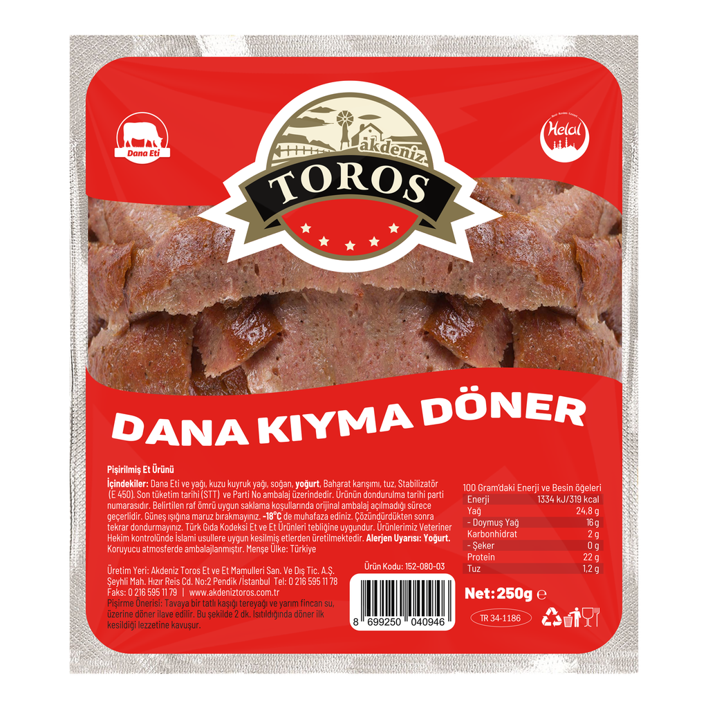 PİŞMİŞ KIYMA DÖNER 250 GR (KOLİ 7 KG)