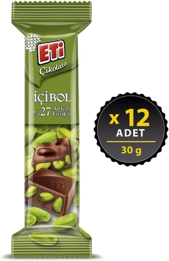 ETİ ÇİKOLATA ANTEP İÇİBOL FISTIKLI 30 GR 12Lİ